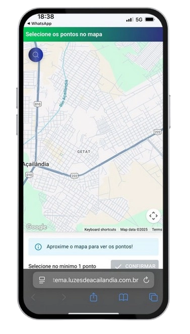 Veja os postes no mapa