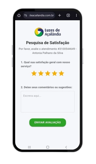 Mockup de Pesquisa de Satisfação